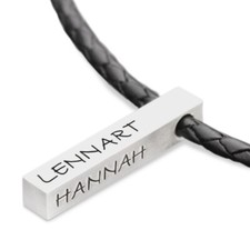 Kette Männer Herren Gravur Schmuck personalisiert FBML CROSS BLACK Silber Leder