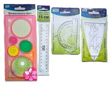 Lineal 15 cm Winkelmesser Parabel Geodreieck Spirograph Set Schablonen Geometrie