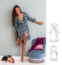 Schnittmuster Wickelkleid pattern company M2-914 romantisches Wickelkleid mit Rü