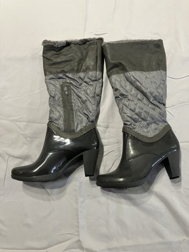 Gummistiefel high heel grau - 38,