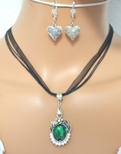 Trachtenschmuck Trachtenkette Organzaband Blumen Anhänger Oktoberfest Set Neu