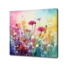 Bunte abstrakte Wiese Wildblumen Aquarell Malerei Stil Leinwanddruck