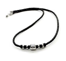 Leder Halskette Lederkette geflochten Halskette mit Edelstahl Damen Herren