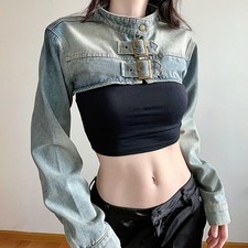 Damen Gekürzt Jeansjacke