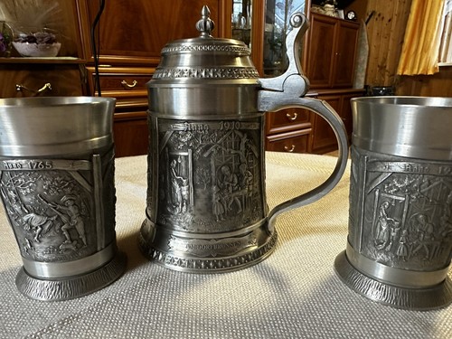 Sks zinn bierkrug 2 becher - zinn, +