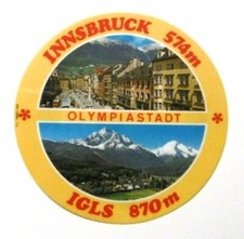 Souvenir-Aufkleber Innsbruck Olympiastadt Igls Panorama Tirol Österreich 80er