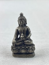 Mini Buddha Figur Glücksbringer Amulett Talisman Messing/Silber Legierung Antik