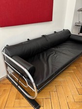 Vintage Stahlrohrsofa 3-Sitzer, Bauhaus-Stil, ca. 1930, neue Lederpolster