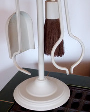 traumhaftes Kamin ofen besteck begleiter garnitur Eisen creme Shabby chic ANTIK