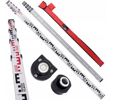 5m Teleskop-Nivellierlatte Aluminium + Libelle + Tasche, Bau Messlatte 5-teilig