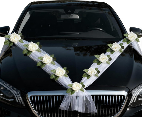 Autoschmuck hochzeit weiß - autoschmuck,