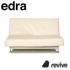 Edra Damier Leder Zweisitzer Creme Sofa Couch manuelle Funktion Schlaffunktion