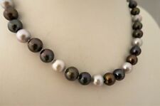 Collier 'Tahiti-Traum' 45cm aus echten Perlen Rund 10mm Magnetvers. 925er Silber