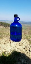 2 Liter Glasballon Flasche Wein Wasser Henkelflasche Gallone blau 