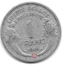 Frankreich 1 Franken, 1945 Münzzeichen "C" - Beaumont-le-Roger