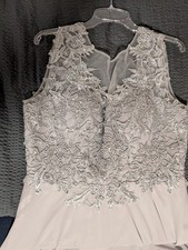 Abendkleid Partykleid Silber Gr.48 Festlich Hochzeit Cocktailkleid