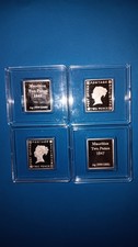 4 Stück Silber 25,6g  Münzen  Two Pence Blaue Mauritius  999/1000