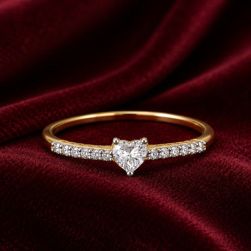18kt gold herz solitär - herz,