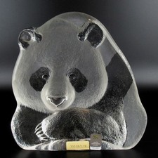 Mats Jonasson Glas Objekt PANDABÄR Serie Wildlife Maleras Schweden signiert