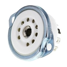Röhrensockel 9-pin mit Blende und Lötfahne, Noval Keramik, Röhrenfassung Röhren