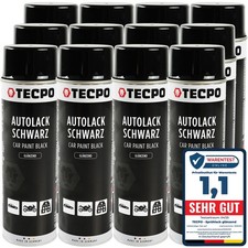 LACKSPRAY SCHWARZ GLÄNZEND 12x500ml AUTOLACK RALLYSCHWARZ SPRÜH-LACK FARBSPRAY