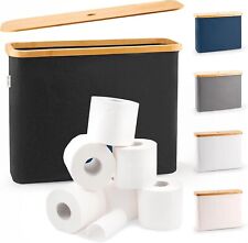Lonbet Toilettenpapier Box, Bambusdeckel, 12 Rollen, stapelbar, schwarz, 45x15x3