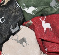 Sander Tischläufer-Set-Kissenhülle "Rudy"  Winter Weihnachten  Hirsch Jacquard