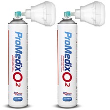 2x Tragbarer Sauerstoff Inhalator Promedix 99,4% 12L O2 Dosen Erste Hilfe Sport Gesundheit