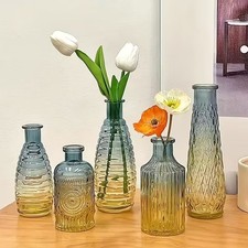 5 x kleine Vasen Glas Vintage