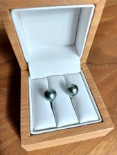 Ohrstecker 585 Weißgold gestempelt, echte Tahitiperlen Durchmesser 9mm gebrt.