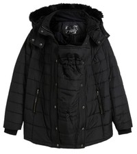 Umstand-Jacke mit Gürtel Gr. 46 Schwarz Damen Schwangerschafts-Tragejacke Neu