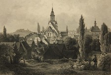 L. OEDER (19.Jhd), Oederan in Sachsen, Stahlstich Romantik Landschaft 1800-1849