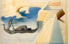 Ak Silberne Gondel, Fluss, Treppen, Brücke, Haus, Kitsch - 11226813