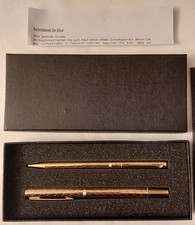 Schreibset Gold Etui Schlanker Kugelschreiber & Federhalter Irdium Feder wie neu