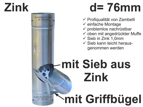 Zink regenrohrklappe mit sieb - zink,