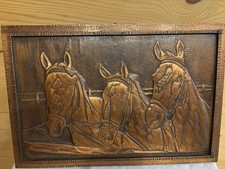 Kupferstich Relief Pferde Ca