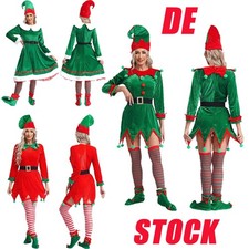 DE Damen 6tlg. Weihnachtselfen Kostüm Weihnachtswichtel Komplett Cosplay Outfit 