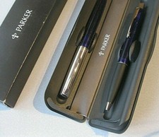 Parker Schreibset Frontier Füller +Kugelschreiber B-Ware Blau/Silber Neu in Etui