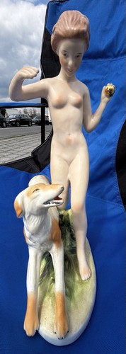 Porzellan aktfigur diana mit - porzellan,