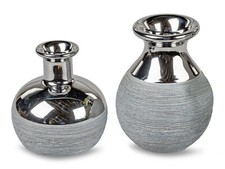 2er Set Dekovase silber Design Vase Blumenvase Dekoobjekt Dekorationsartikel