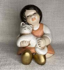 Thun Keramik Figur Mädchen mit Katze H15 cm