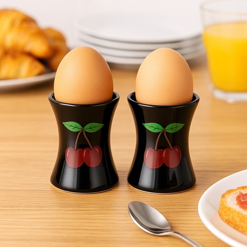 Eierbecher 2er set schwarz mit - set,
