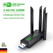 USB3.0 1200Mbps WLAN-Adapter Dualband 2,4G/5Ghz mit 4 Antennen für PC Laptop
