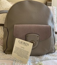 Ralph Lauren Backpack Rucksack Leder Tasche taupe Neu NP 490,-