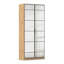 Drehtürenschrank - Artisan Eiche - 2 Spiegeltüren - 91 cm Kleiderschrank Schrank