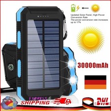 Solar Powerbank 2USB Akku Externer Batterie Ladegerät 30000mAh für alle Handys