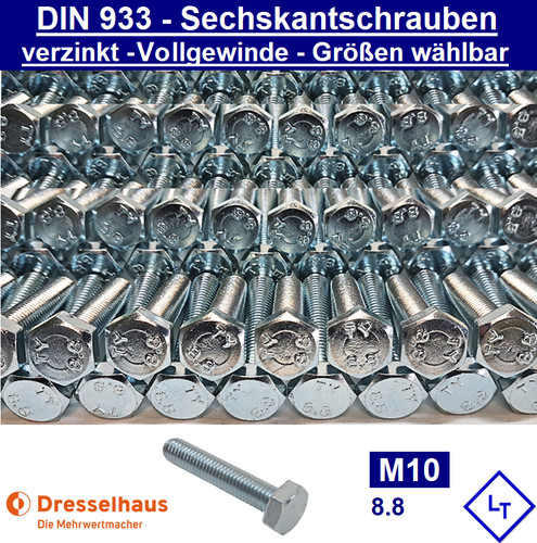 Din 933 m10 sechskant schraube - m10,
