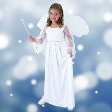 Engel Kostüm Kinder Mädchen mit Flügel Weiß Engelskostüm Kind Krippenspiel