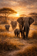 Afrikanische Elefantenfamilie