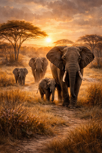 Afrikanische elefantenfamilie - afrikanische,